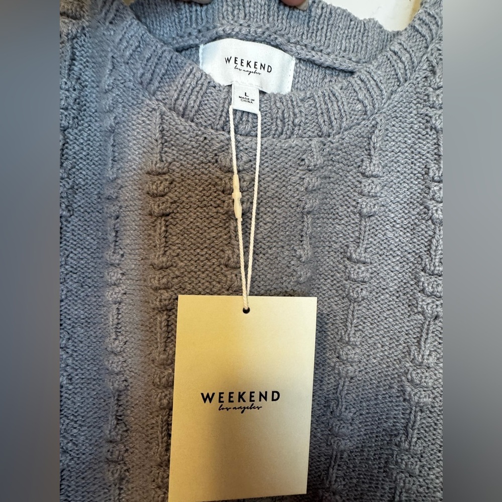 Weekend Los Angeles Gray Cable Knit Woven Top size large crop tank Nordstrom - Picture 4 of 4